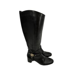 Tory Burch Boots Womens 9 Donovan Tall Equestrian Riding Black Leather